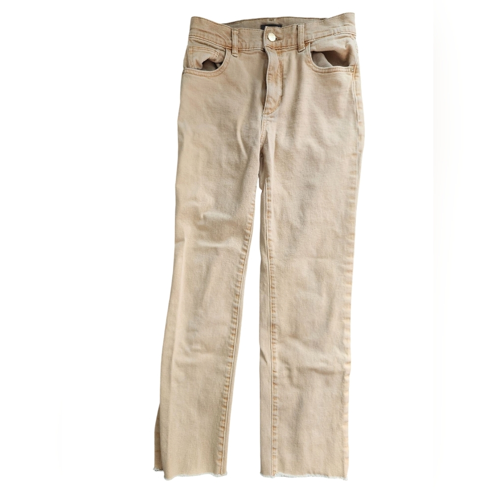 DL 1961 Cream Patti Straight High Rise Waist Raw Hem Jeans Size 25
